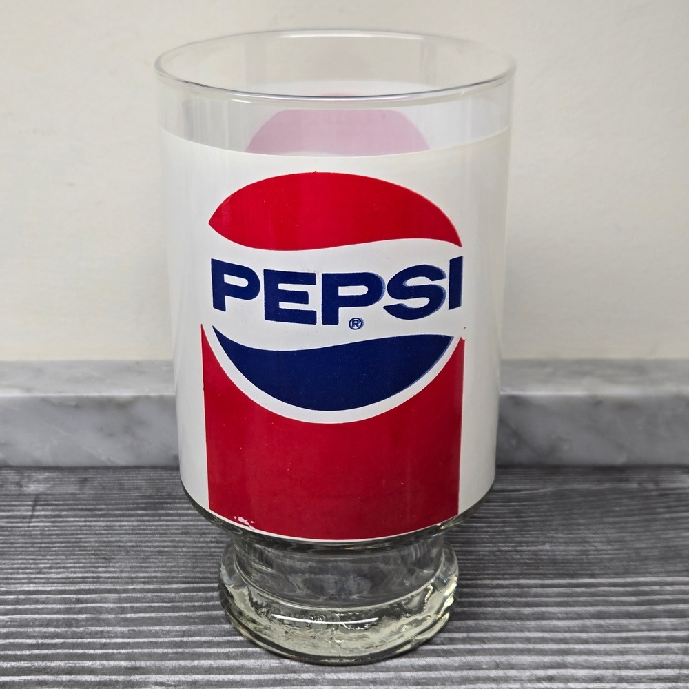 Pepsi-Cola Large Footed 32oz‎ Drinking Tumbler Glass Jumbo Retro Vintage PEPSI